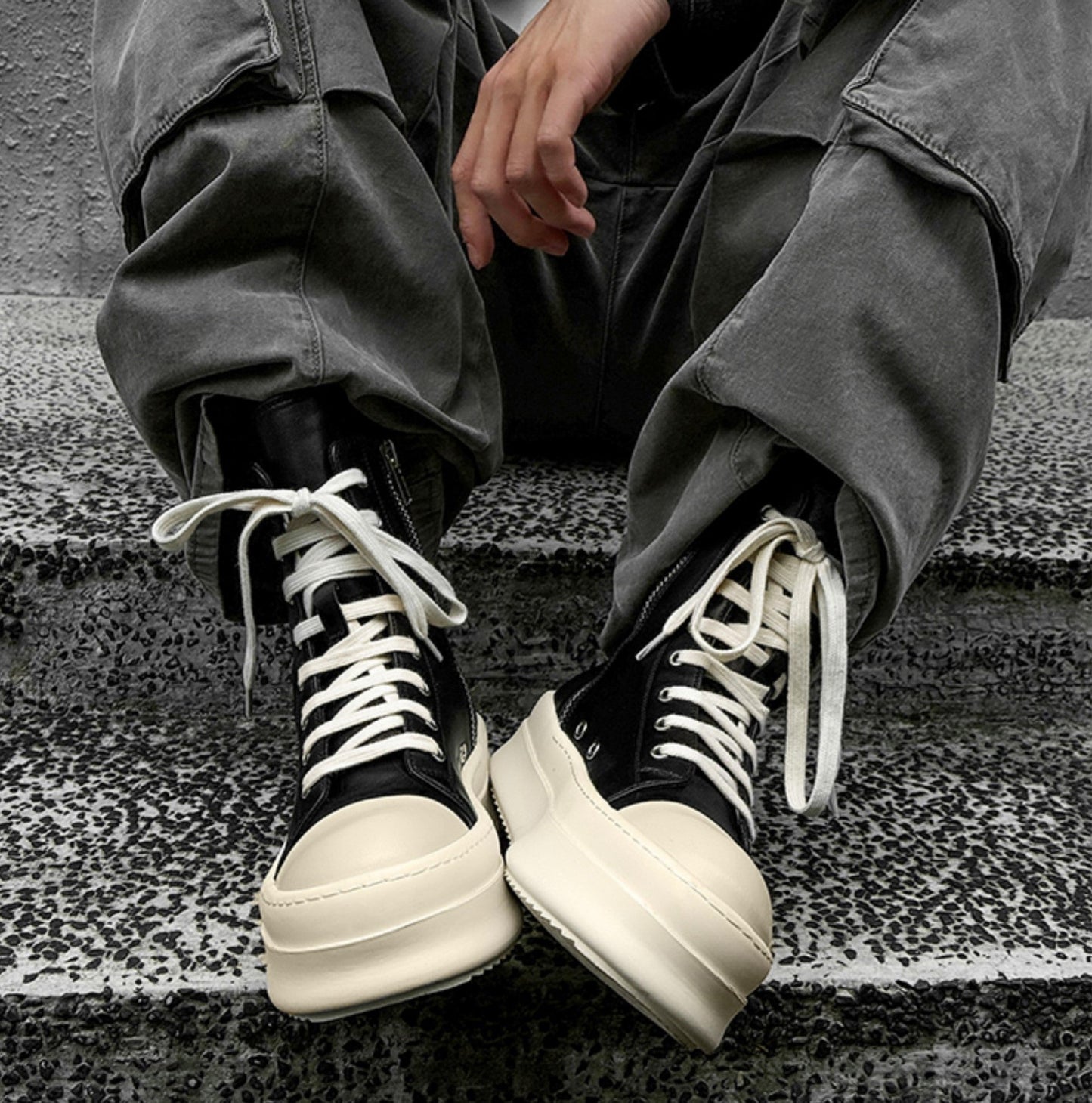 High-top Side Zipper Platform Sneakers - Luxury Tactical Streetwear Boots | LuxuryUrbanwear - Luxuryurbanwear