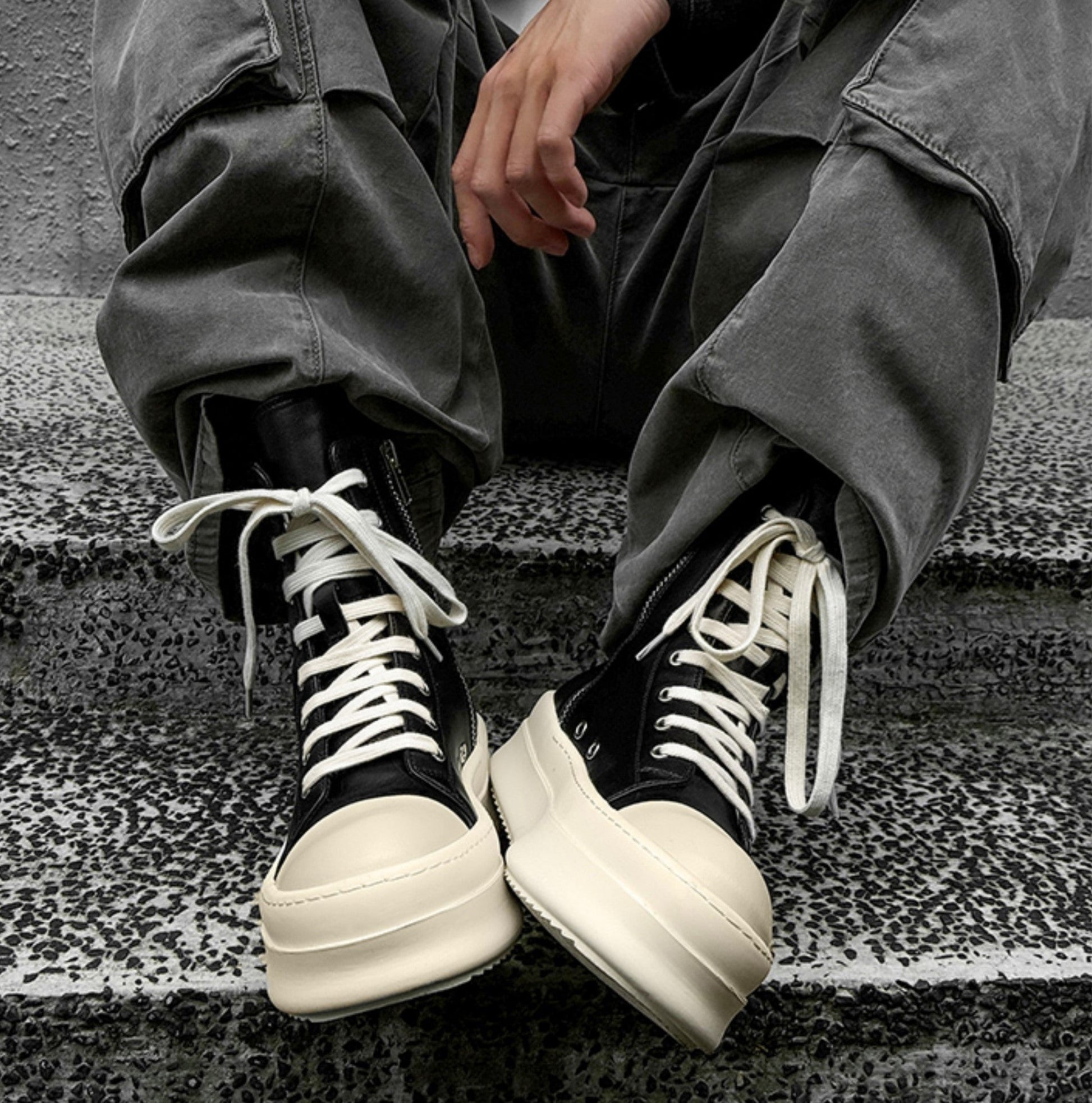 High-top Side Zipper Platform Sneakers - Luxury Tactical Streetwear Boots | LuxuryUrbanwear - Luxuryurbanwear