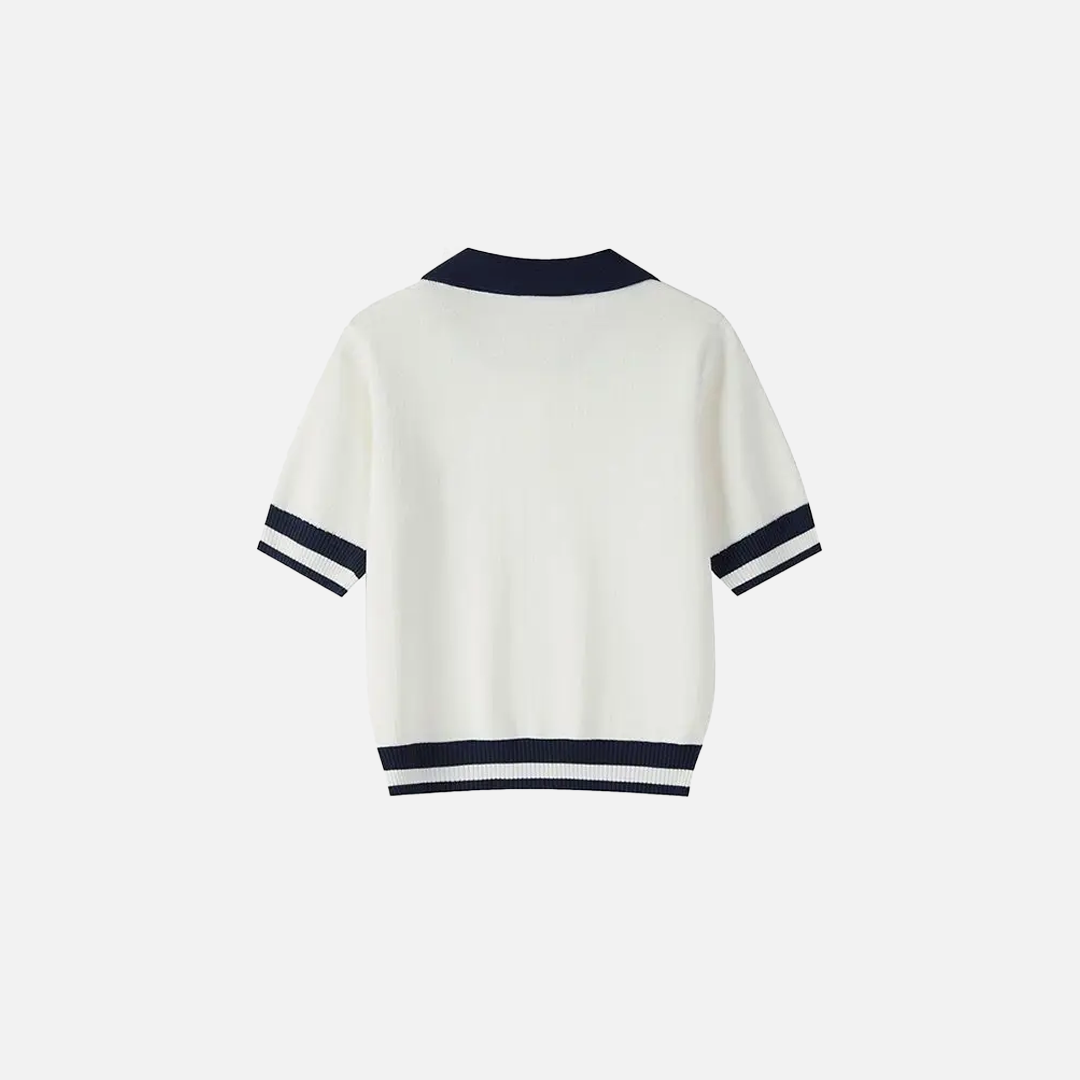 Chic Polo Collar Knit T-Shirt - Luxuryurbanwear