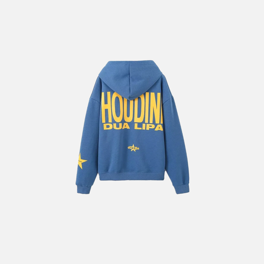 Blue Letter Print Loose Fit Hoodie - Luxuryurbanwear
