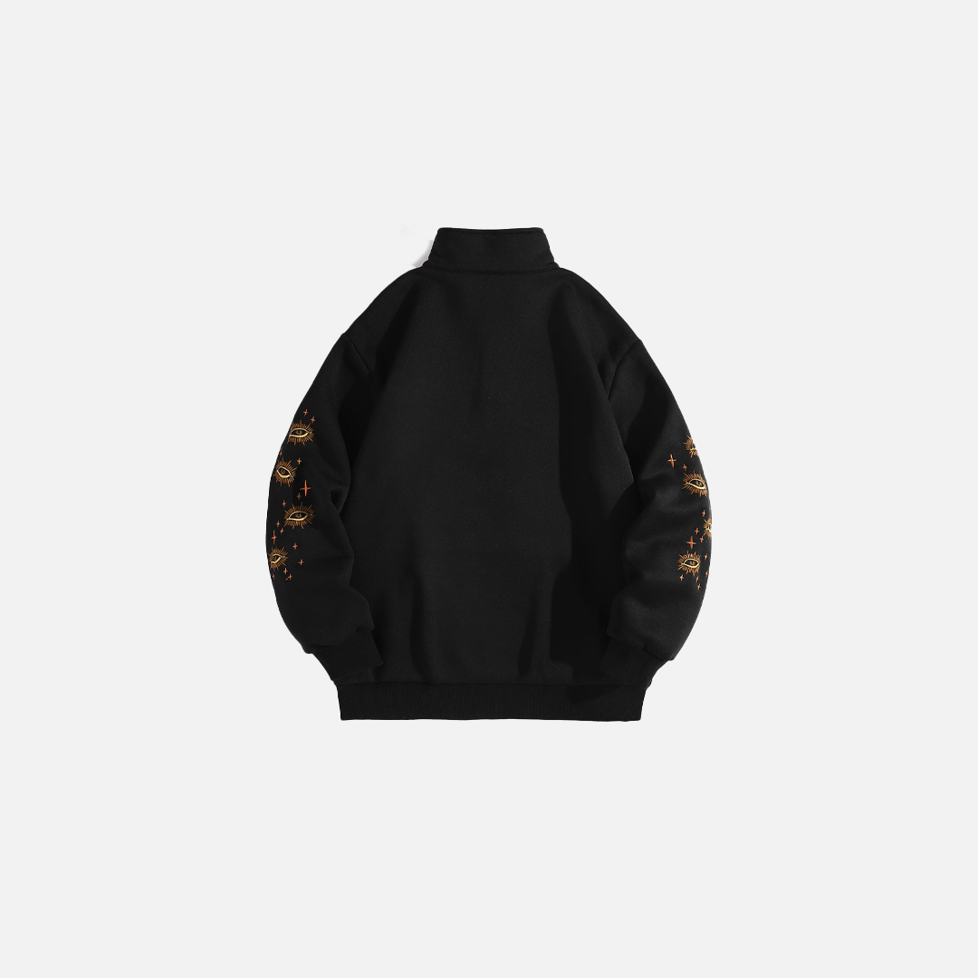 Cozy Star Pattern Fleece Quarter Sweatshirt - Luxuryurbanwear