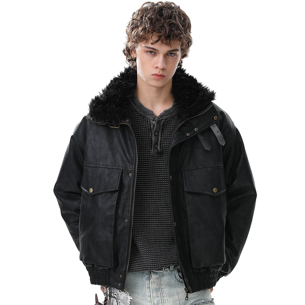 Vintage Pocket | Padded Suede Jacket - Luxuryurbanwear
