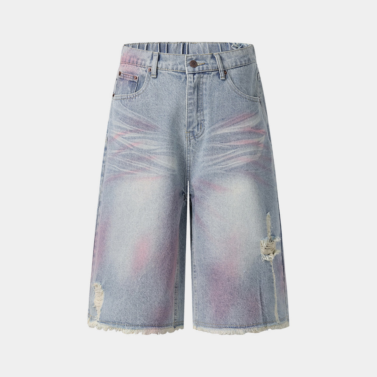 Pink Spray | Washed Denim Shorts - Luxuryurbanwear