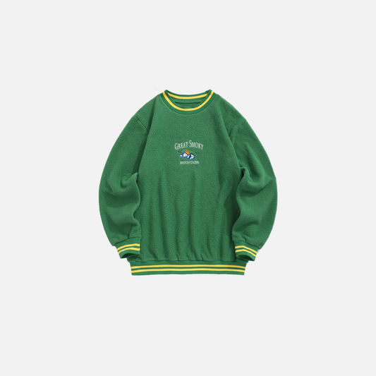 Mountain Sun Embroidered Fluffy Sweatshirt - Luxuryurbanwear