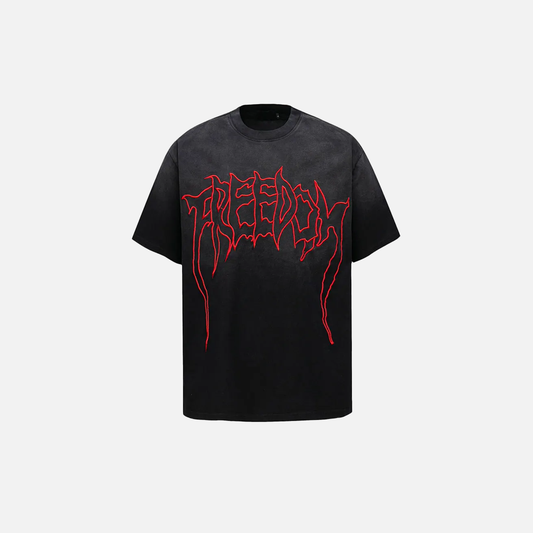 Y2K Retro Letter Embroidered Tie Dye Cotton T-Shirt - Luxuryurbanwear