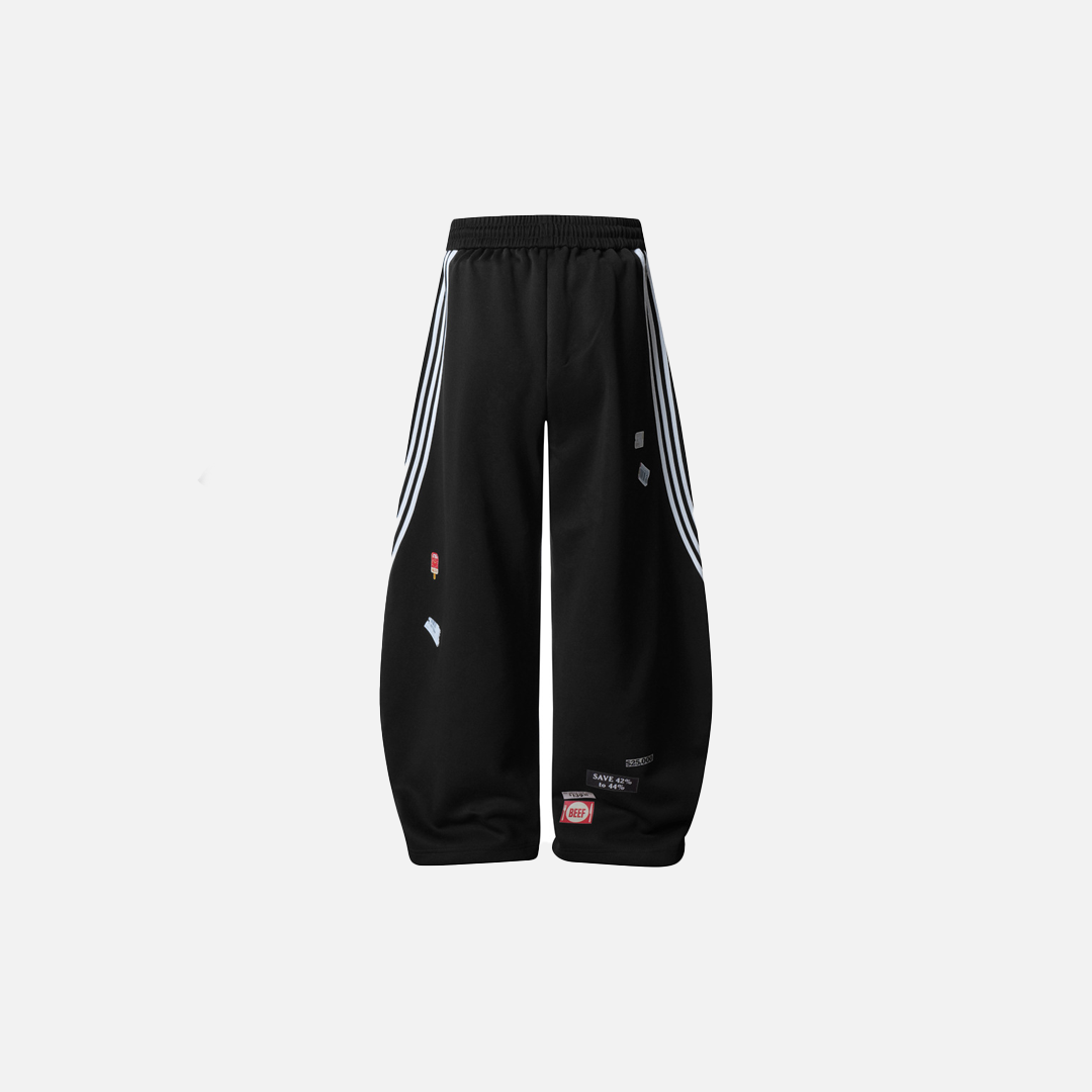 Flattering Striped Patchwork Loose Wide-Leg Sweatpant - Luxuryurbanwear