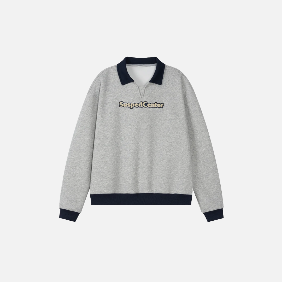 Y2K Loose Letter Embroidery Turn-Down Collar Sweatshirt - Luxuryurbanwear