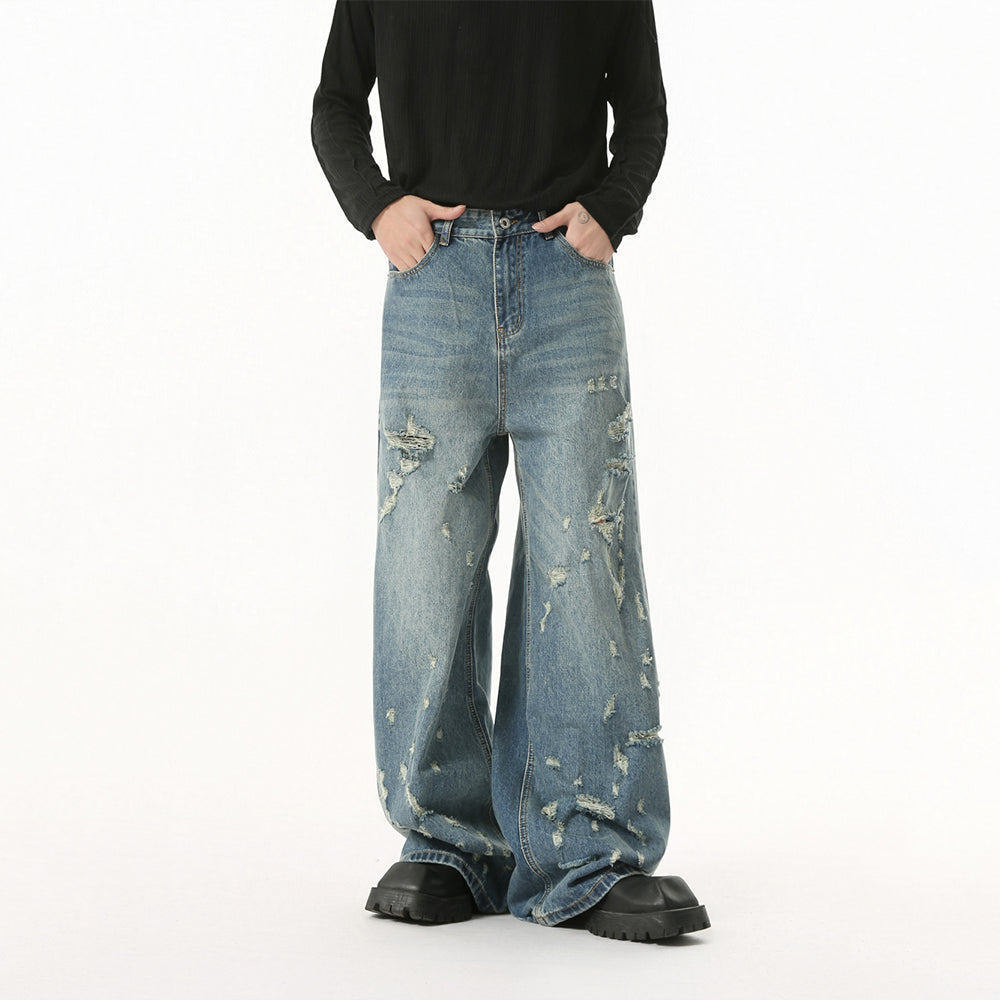 Washed Ripped | Straight Denim Jeans - Luxuryurbanwear