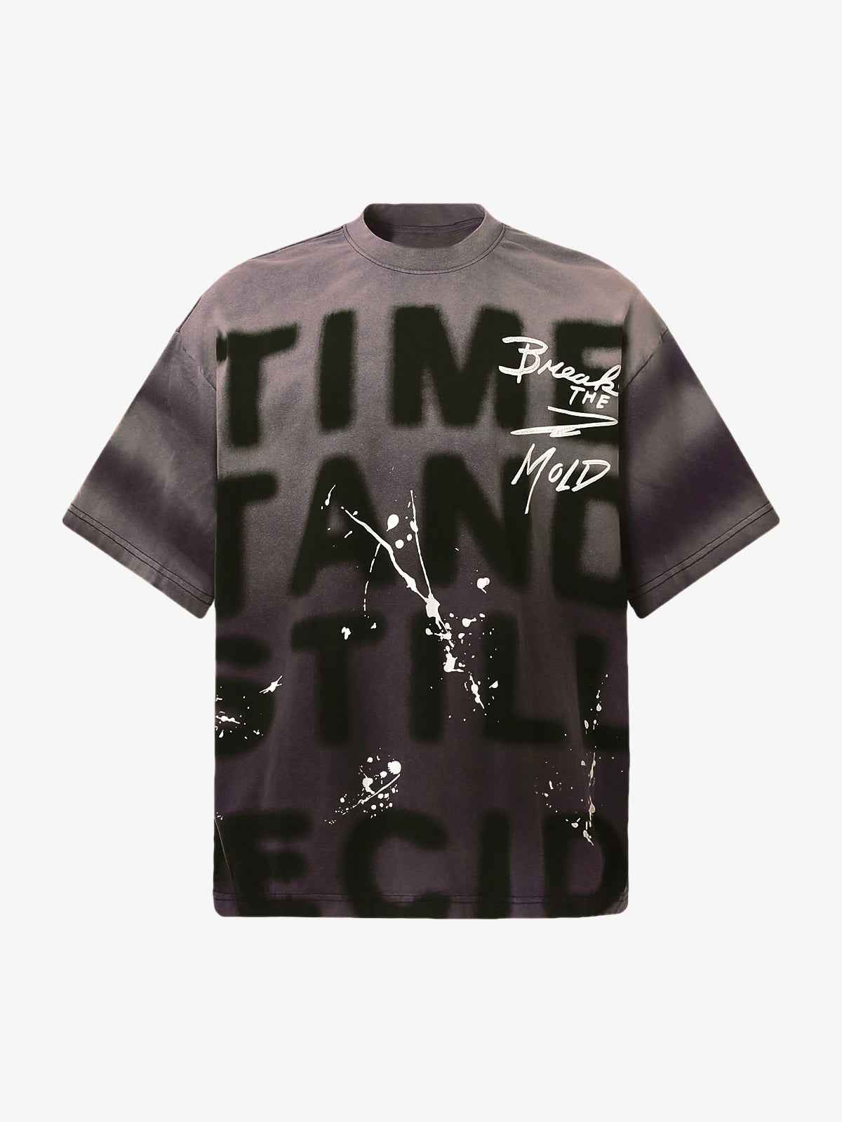 Ink Splash Letter Print T-Shirt - Unisex Oversized Graphic Streetwear Tee