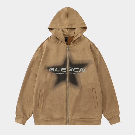 Spray Star | Zip Up Hoodie - Luxuryurbanwear