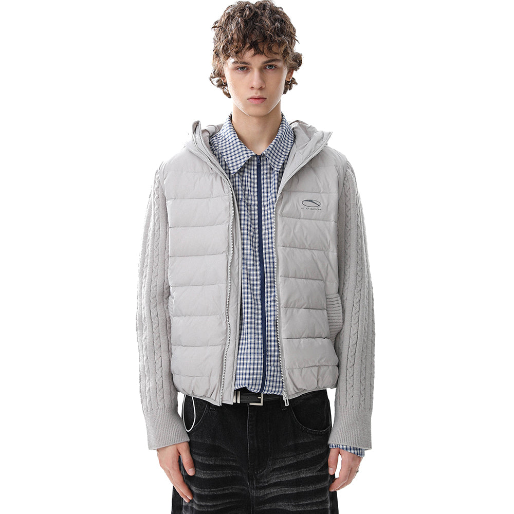 Hybrid Knit-Sleeve | Hooded Puffer Jacket - Luxuryurbanwear