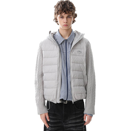 Hybrid Knit-Sleeve | Hooded Puffer Jacket - Luxuryurbanwear