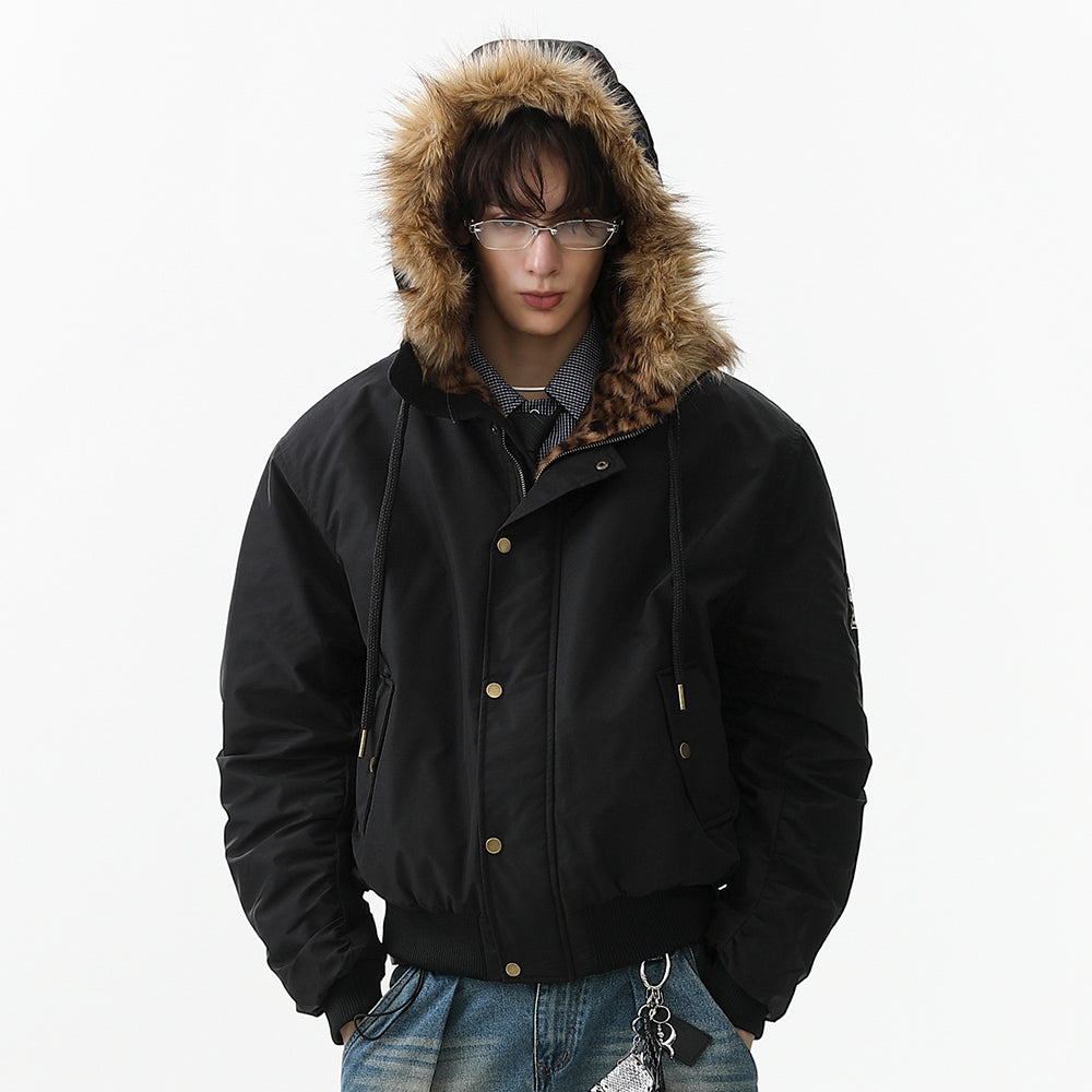 Leopard Fleece | Badge Bomber Jacket - Luxuryurbanwear
