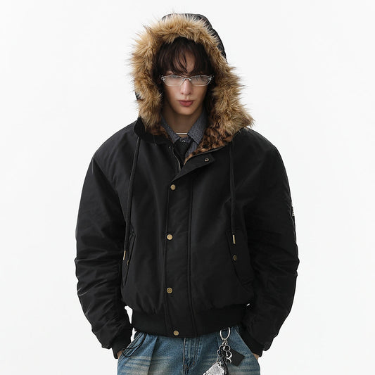 Leopard Fleece | Badge Bomber Jacket - Luxuryurbanwear
