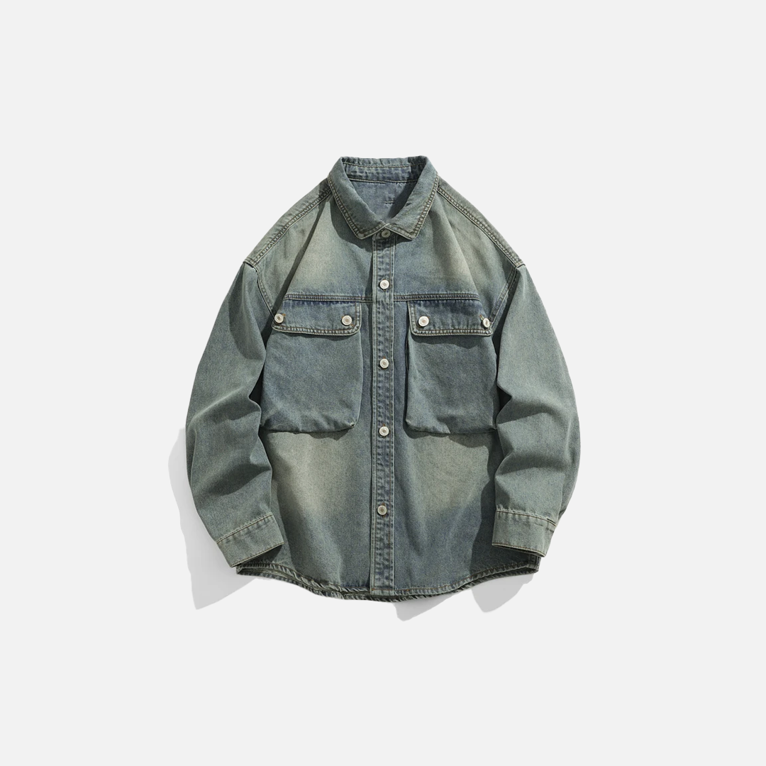 Snowflakes Heavyweight Denim Cargo Jacket - Luxuryurbanwear
