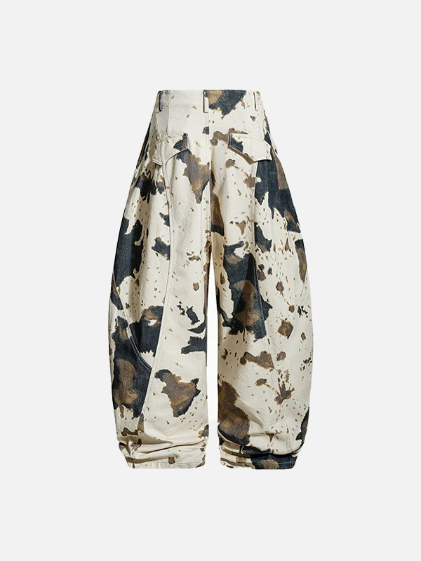 Streetwear Cow Pattern Camouflage Wide Leg Pants - Luxuryurbanwear