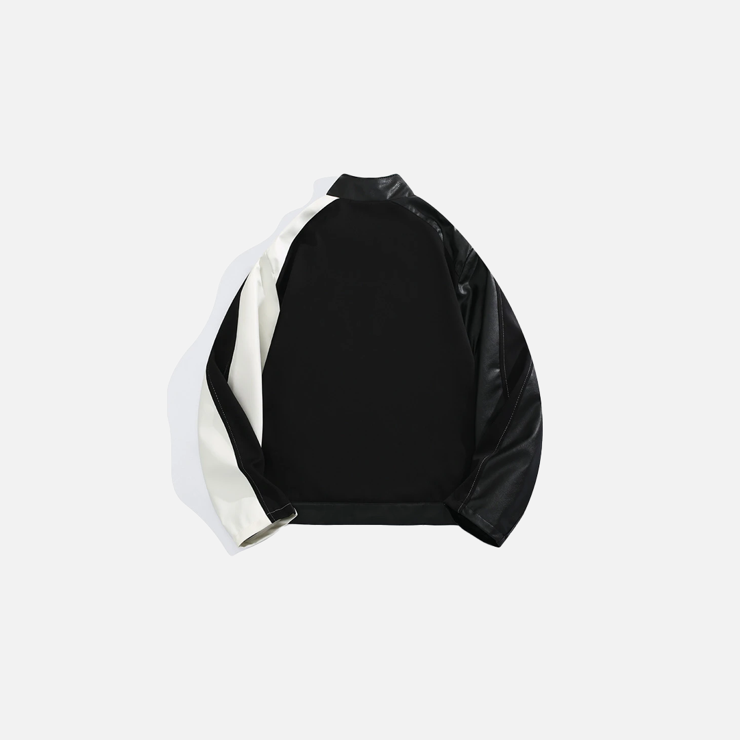 American Contrast Color Leather Workwear Jacket - Luxuryurbanwear