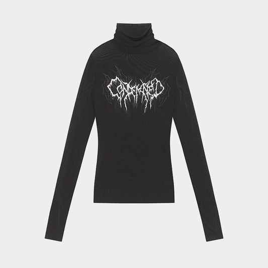 Streetwear Gothic Print | Turtleneck Sweatshirt - Luxuryurbanwear