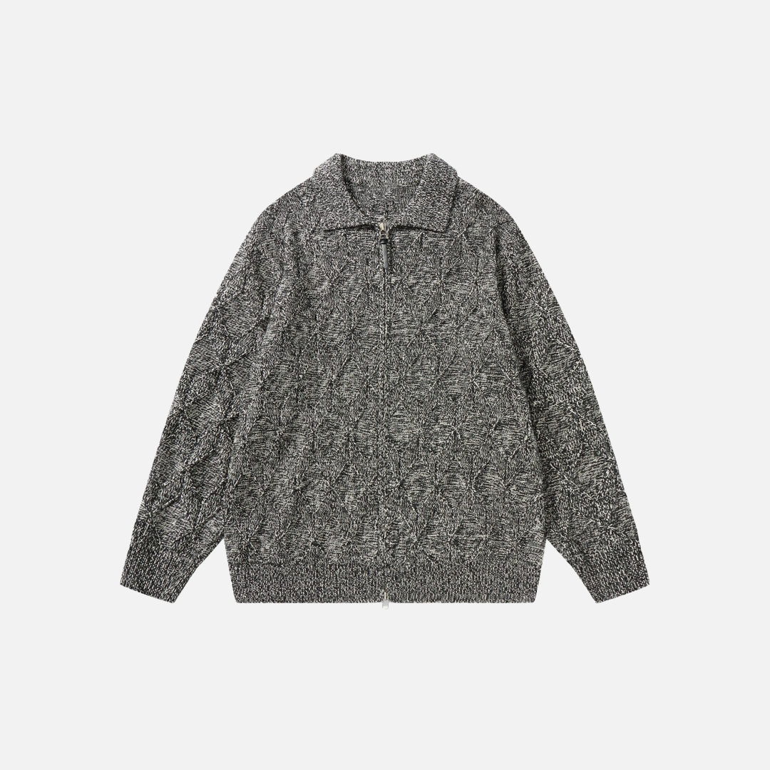 Luxury Diamond Jacquard Lapel knitted Cardigan - Luxuryurbanwear