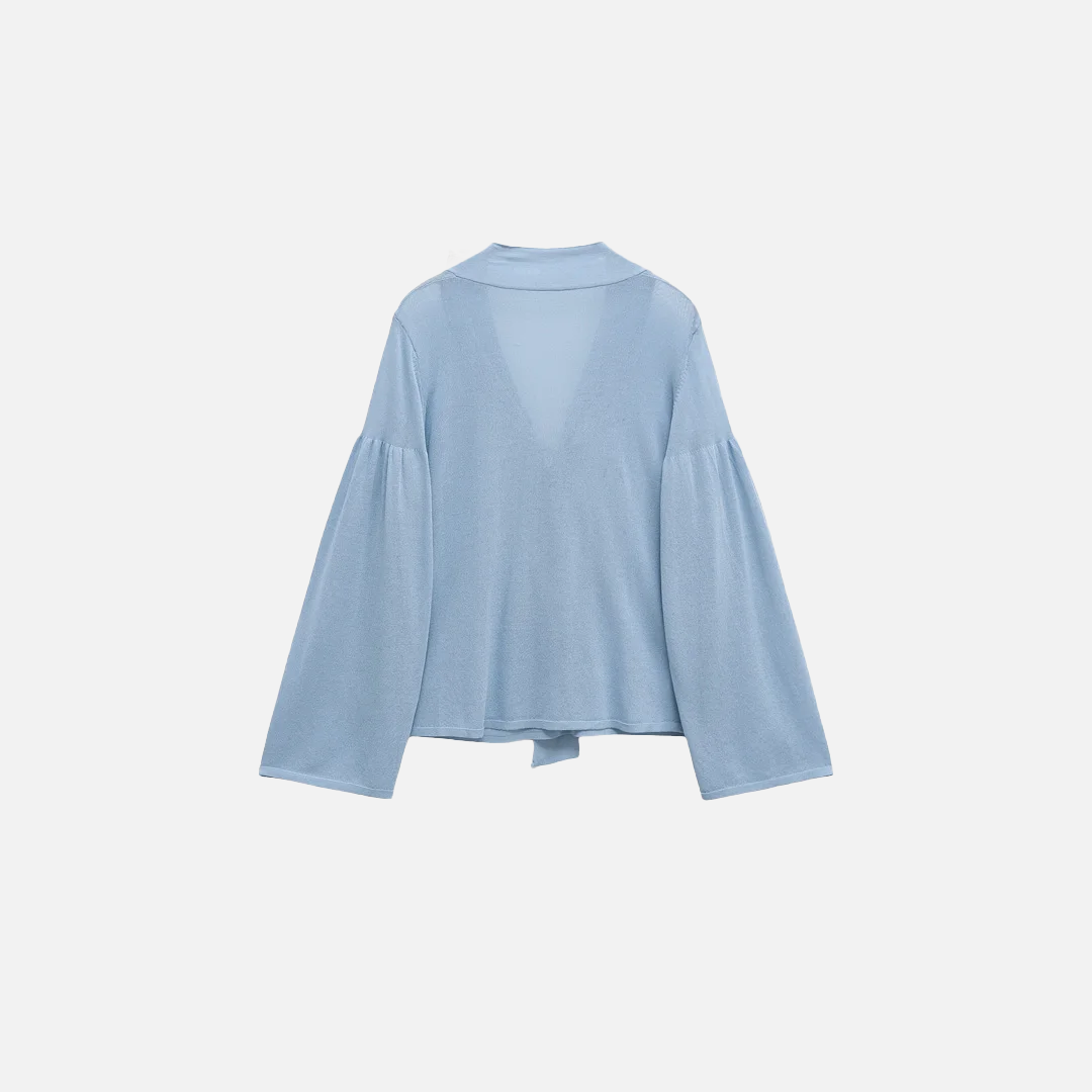 Light Blue French Casual Knitted T-Shirt - Luxuryurbanwear