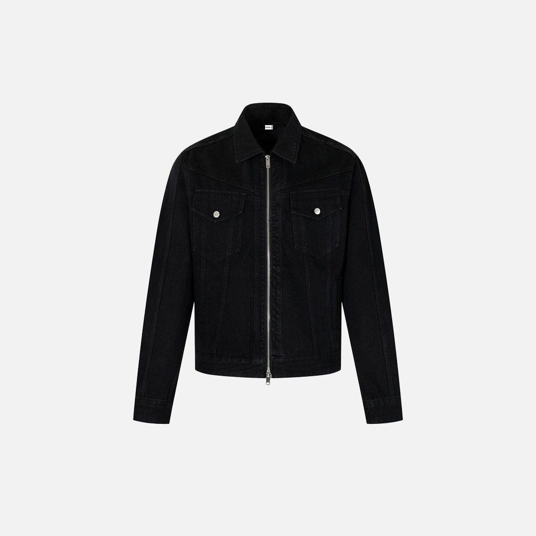 Streetwear Unique Deconstructed Black Denim Jacket - Luxuryurbanwear
