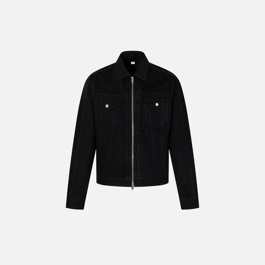 Streetwear Unique Deconstructed Black Denim Jacket - Luxuryurbanwear