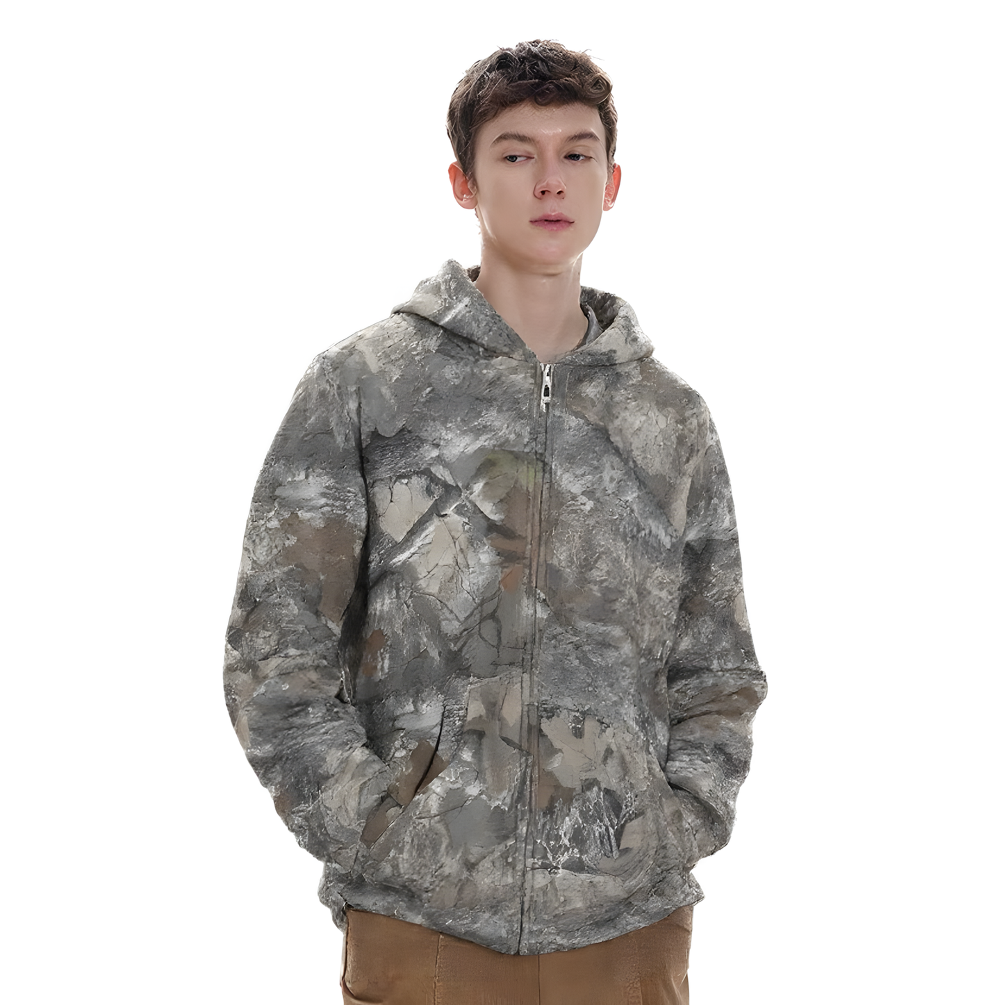 Woodland Spirit Camouflage Zip-Up Hoodie - Oversized Streetwear | LuxuryUrbanwear - Luxuryurbanwear
