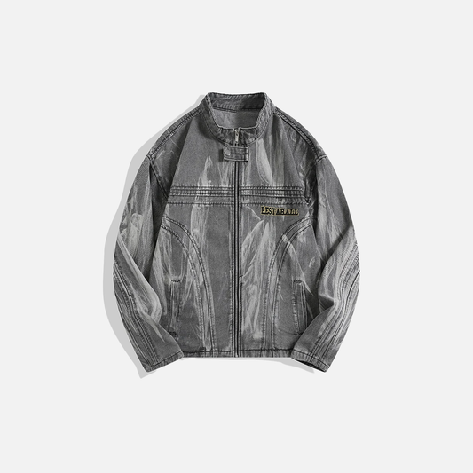 Versatile Streetwear Distressed Tie Dye Denim Jacket - Luxuryurbanwear