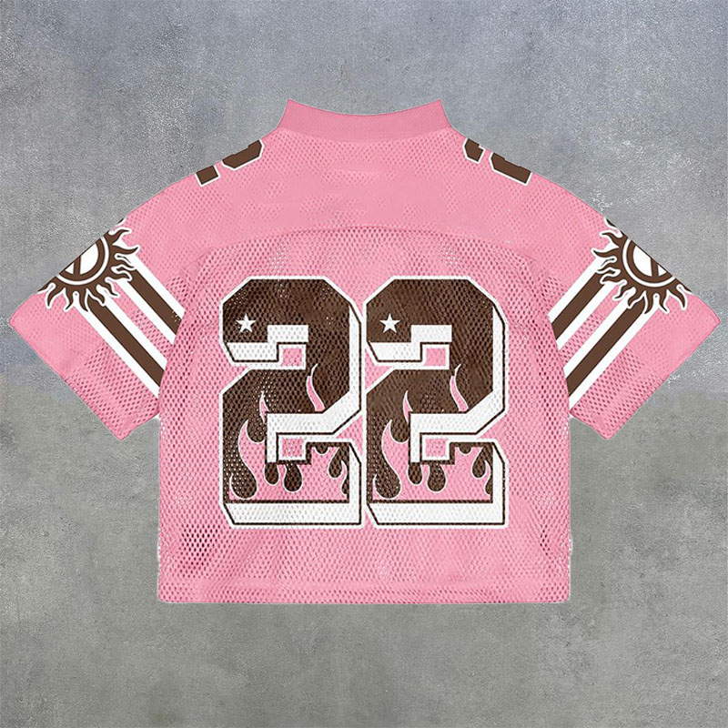 Flame-Print | Oversized Mesh Jersey - Luxuryurbanwear