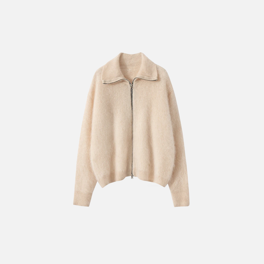 Plush Cashmere Zipper Knitwear Cardigan - Luxuryurbanwear