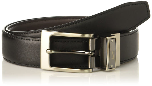 Nike Mens Swoosh Laser Loop Reversible Belt Black/Brown 42