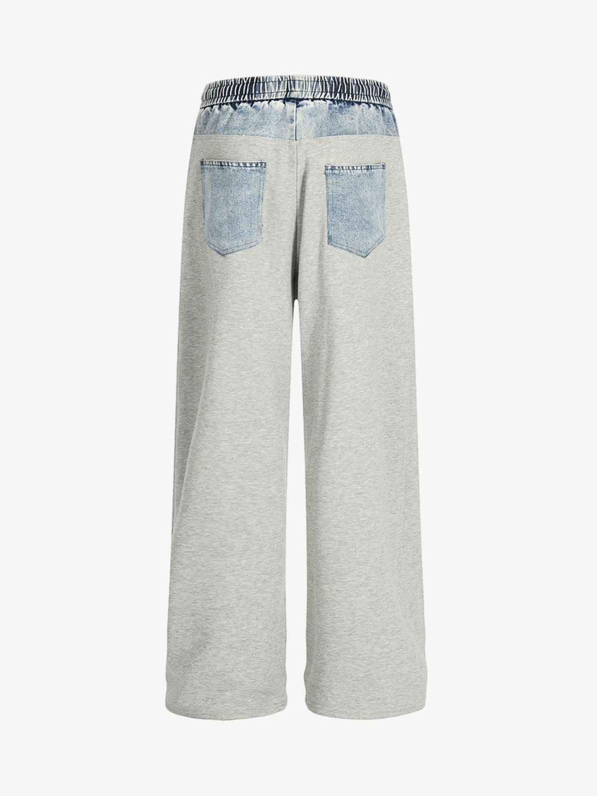 Vintage Wash Denim Waistband Patchwork Sweatpants