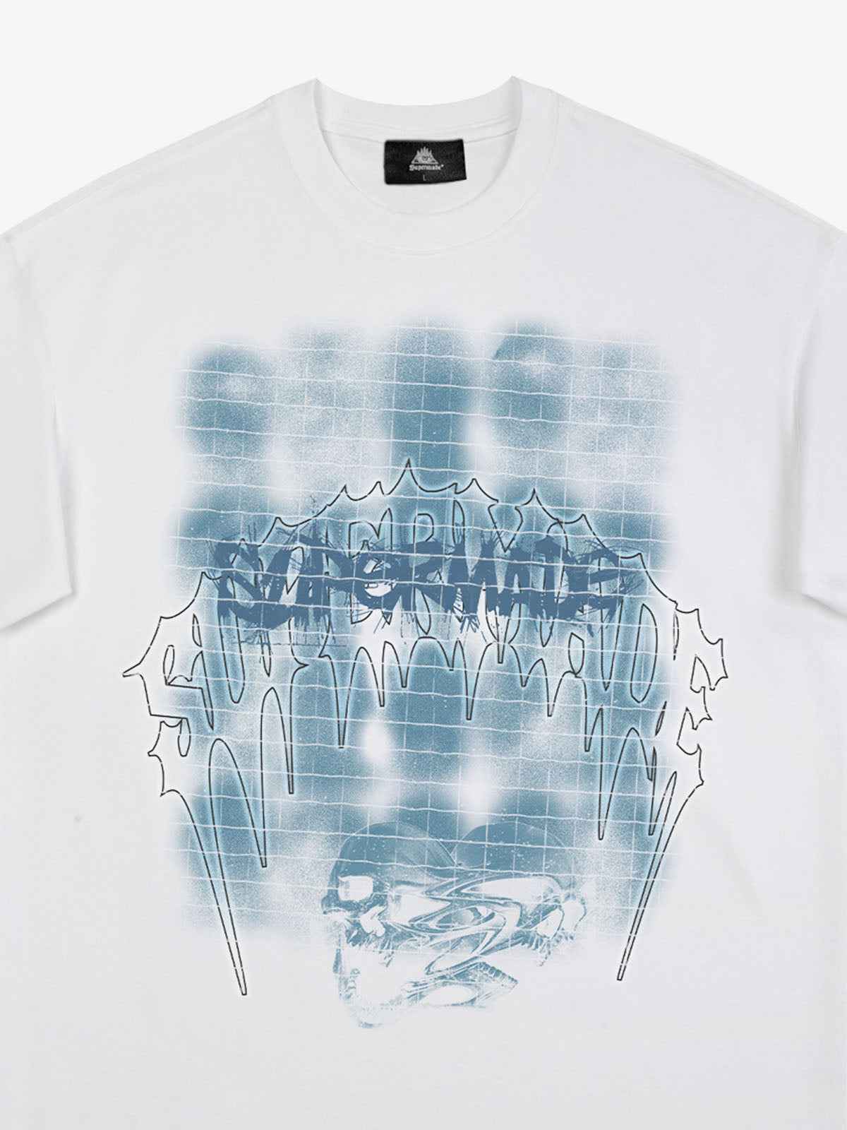 Dark Grid Skull Graphic T-Shirt