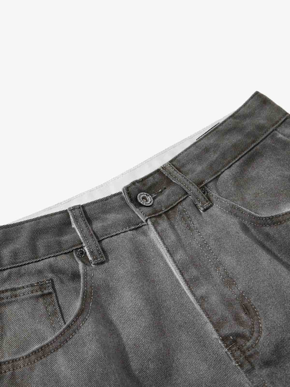 Washed Pleated Baggy Jeans - Luxuryurbanwear