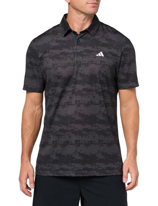 adidas Mens Ultimate365 Heat.Rdy Stripe Polo Shirt Carbon/Black