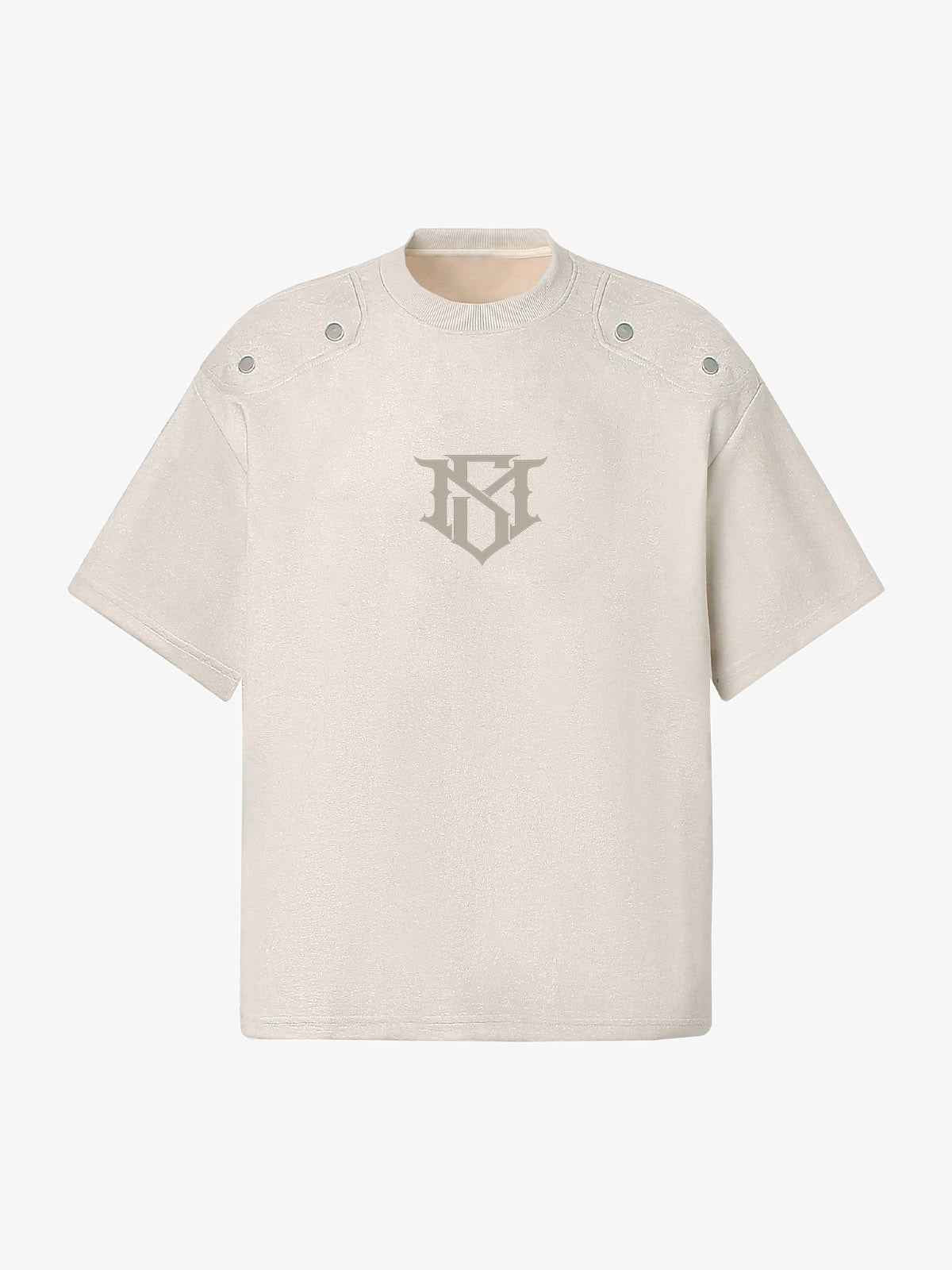 Metallic Print Suede Crew Neck T-Shirt