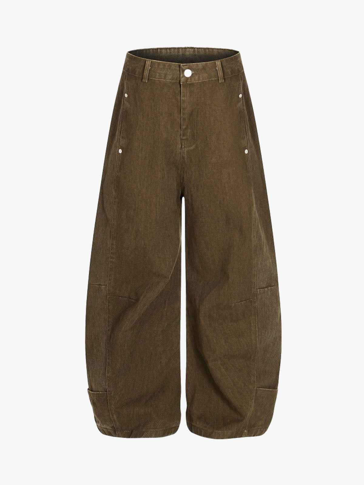 Washed Panel Cut Wide Leg Denim Jeans