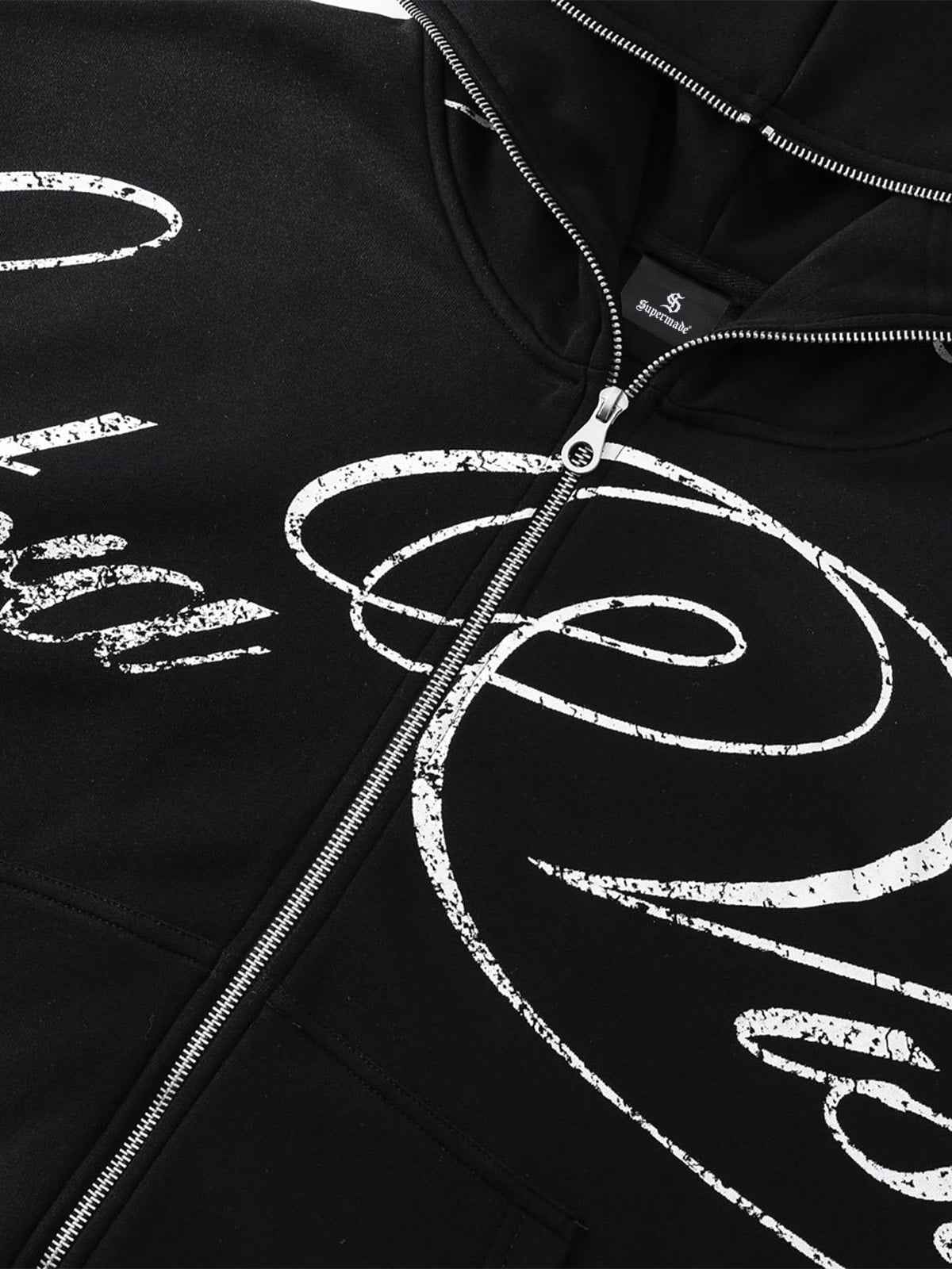 High Street Script Letter Print Zip-up Hoodie Jacket