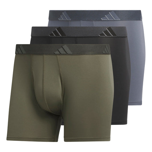 adidas Mens Athletic Fit Trunk Underwear (3-Pack) Olive Strata Green/Black/Onix Grey/Microfiber Medium