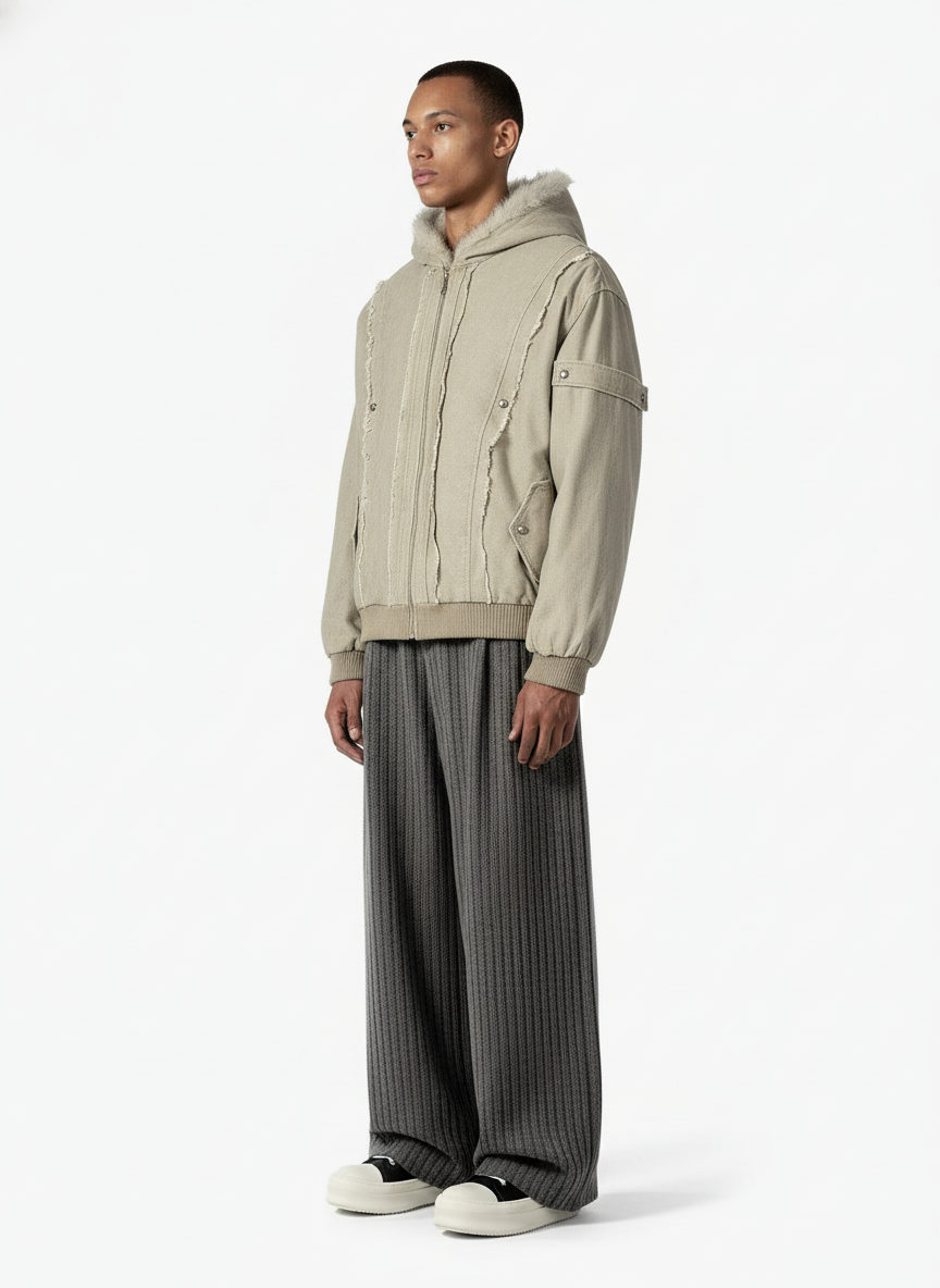 Retro Wool Blend Pleated Baggy Trousers - Luxuryurbanwear