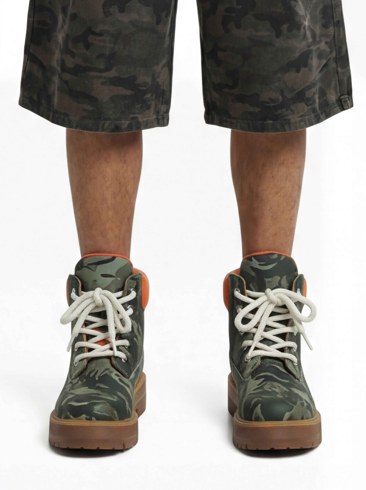 Camo Print Lace Up Chunky Ankle Boots