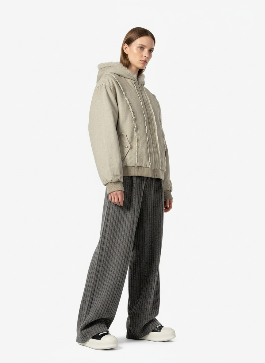 Retro Wool Blend Pleated Baggy Trousers - Luxuryurbanwear