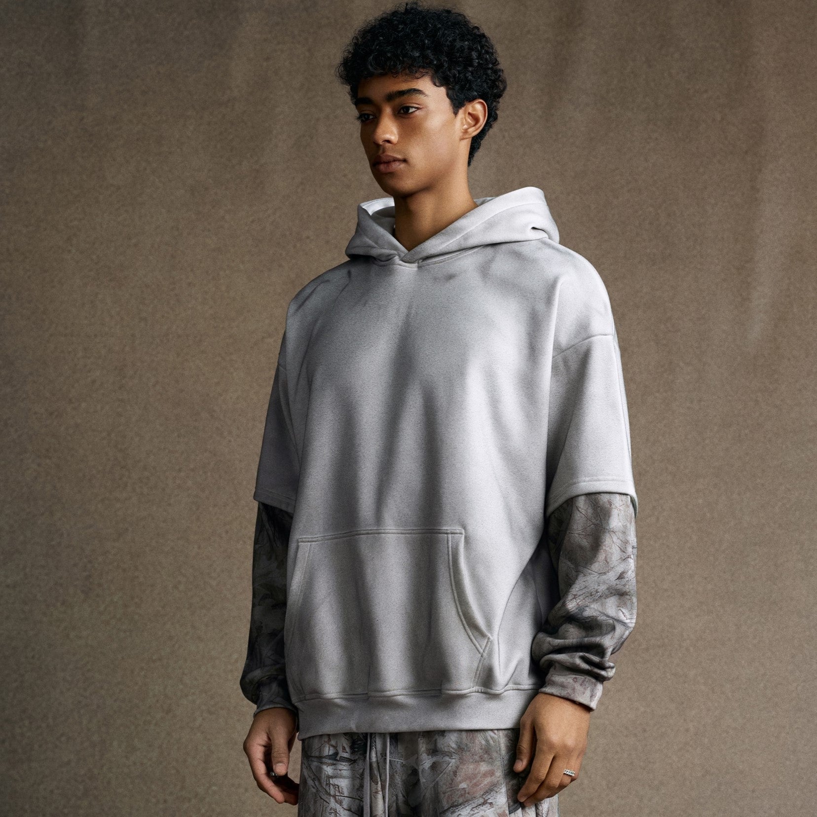 Frosted Camo Sleeve | Oversized Hoodie - Luxuryurbanwear