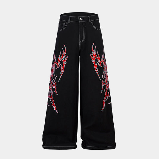 Flame Graphic | Baggy Jeans - Luxuryurbanwear