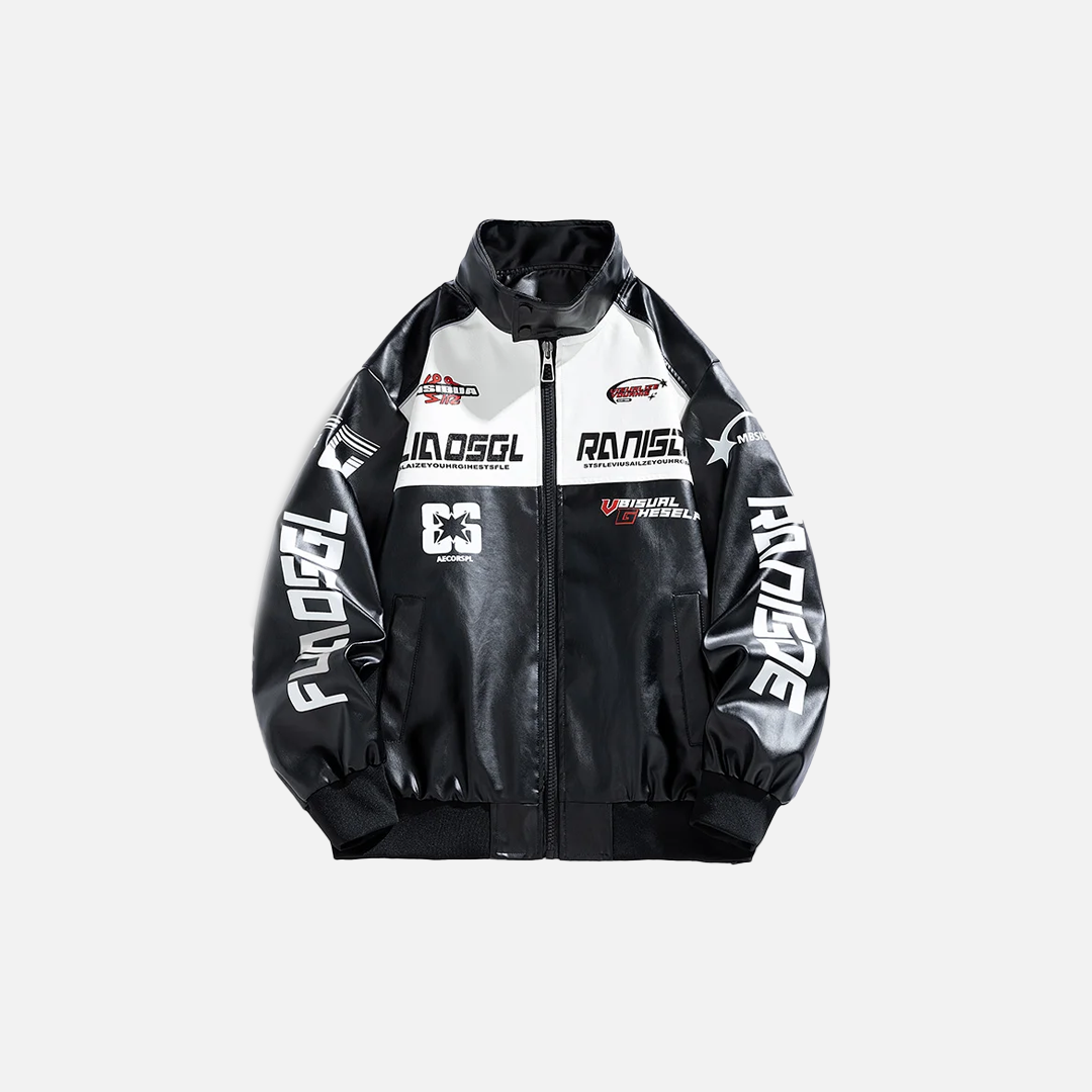 Trendy Streetwear Hip Hop Faux Leather Motorcycle Jacket - Luxuryurbanwear