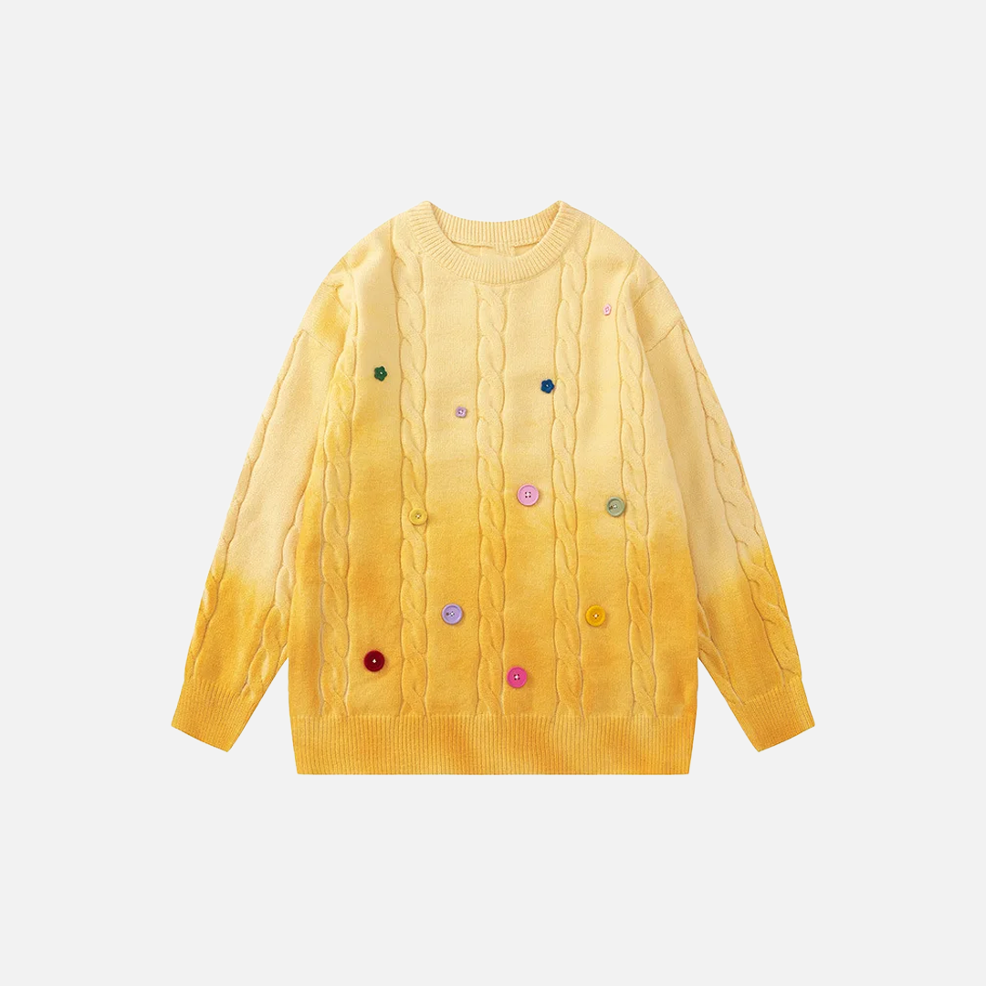 Y2K Colorful Gradient Cable Knit Sweater - Luxuryurbanwear