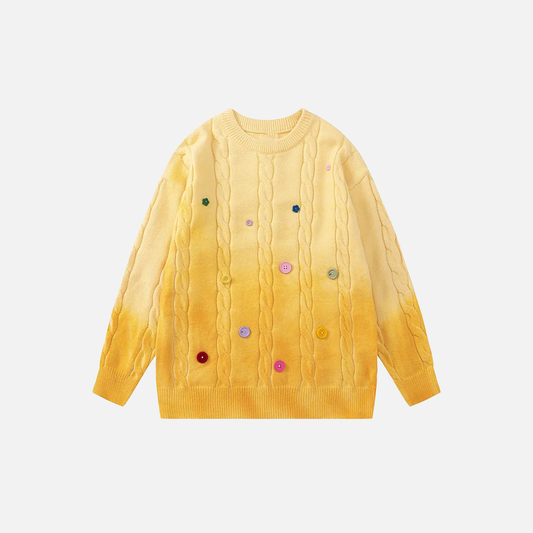 Y2K Colorful Gradient Cable Knit Sweater - Luxuryurbanwear