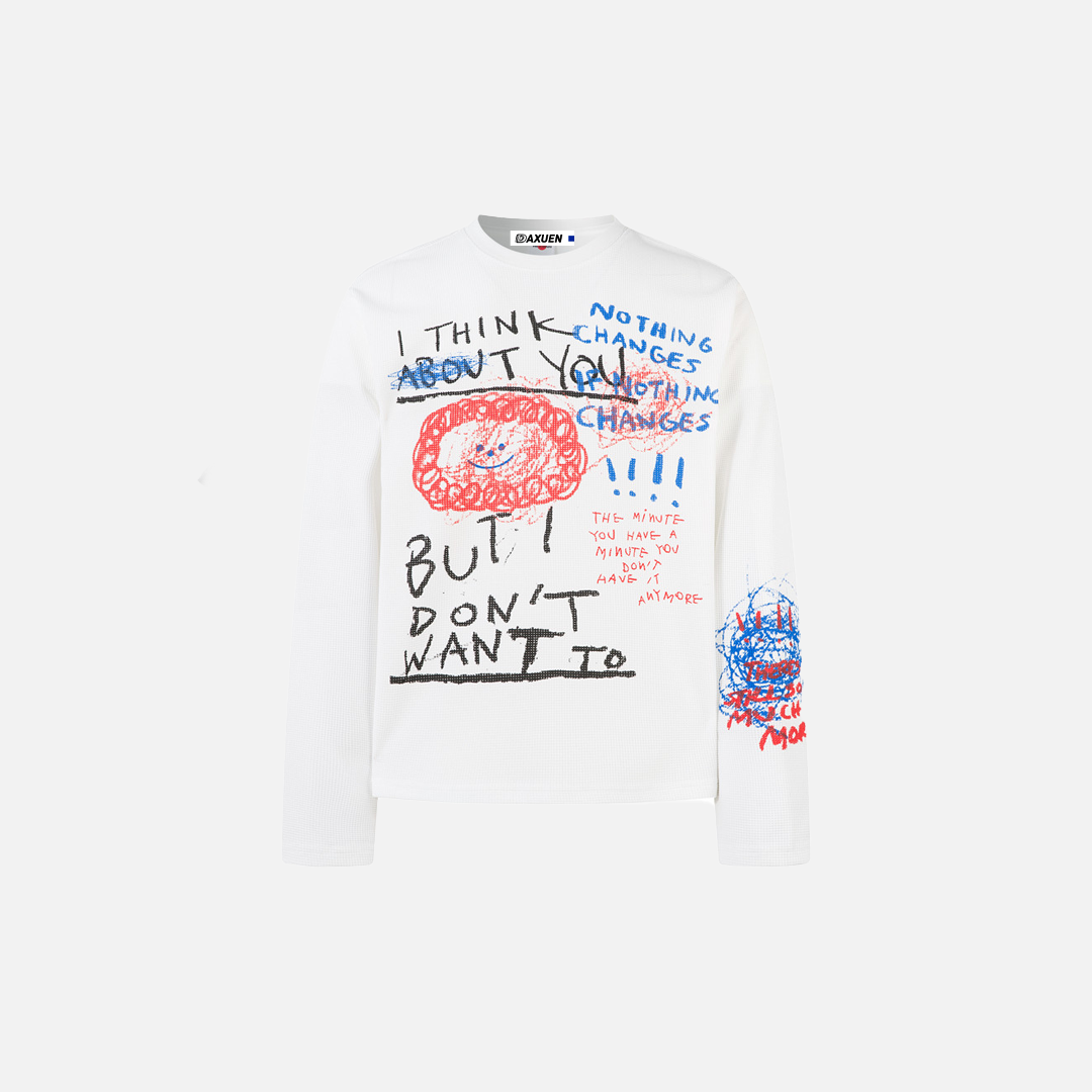Graffiti Smiley Face Print Plaid Long Sleeve T-Shirt - Luxuryurbanwear