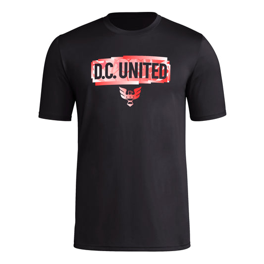 adidas Mens Short Sleeve Pre-Game T-Shirt Black/D.C. United X-Large