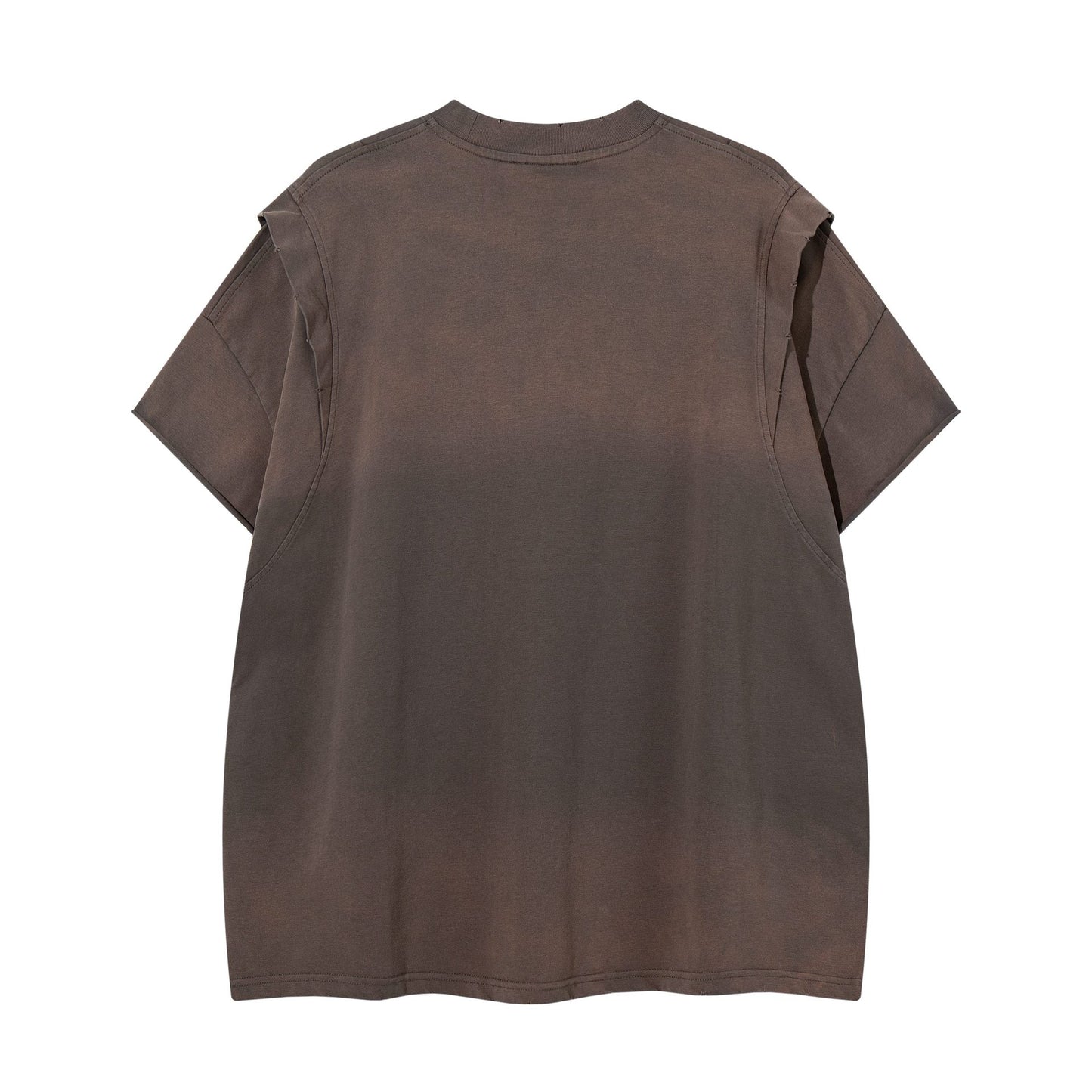 Deconstruction splicing gradient short sleeved shirt